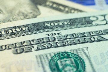 Word lettering America on dollar bill banknote