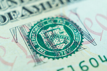 Symbol seal imprint on dollar banknote banknote