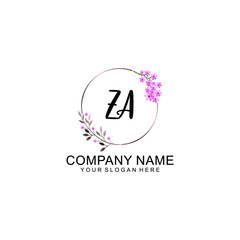Initial ZA Handwriting, Wedding Monogram Logo Design, Modern Minimalistic and Floral templates for Invitation cards