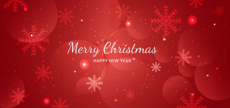 Banner merry chistmas snowflakes red background design.