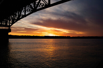 Fototapeta na wymiar Coleman Bridge Sunset