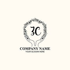 Initial ZC Handwriting, Wedding Monogram Logo Design, Modern Minimalistic and Floral templates for Invitation cards