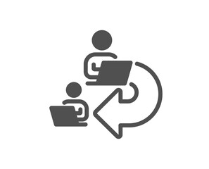 Delegate work icon. Teamwork share sign. Remote office symbol. Quality design element. Flat style delegate work icon. Editable stroke. Vector