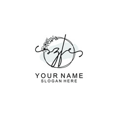 Initial ZF Handwriting, Wedding Monogram Logo Design, Modern Minimalistic and Floral templates for Invitation cards