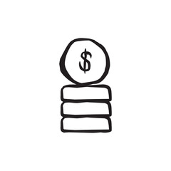 Handrawn coin icon logo design template