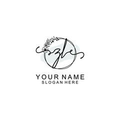 Initial ZL Handwriting, Wedding Monogram Logo Design, Modern Minimalistic and Floral templates for Invitation cards