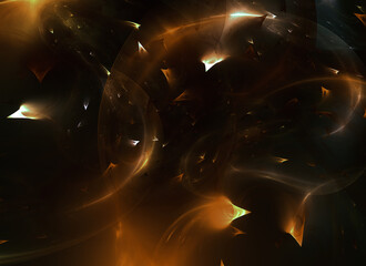 Fantastic abstract fractal illustration. Cosmic motive. Far space, galaxies and big bang. Explosion of igneous particles.