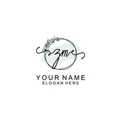 Initial ZM Handwriting, Wedding Monogram Logo Design, Modern Minimalistic and Floral templates for Invitation cards
