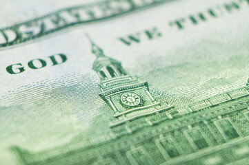 Imprint of the inscription IN GOD on the us dollar bill