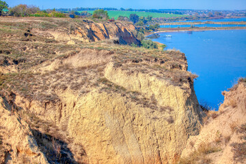 Clay coastal cliff scenery . Budaki Lagoon coastline 