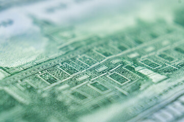 Independence hall imprint on a U.S. dollar bill