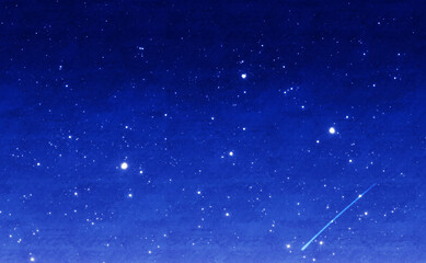 流れ星と満天の星空と青色の空の背景イメージ素材