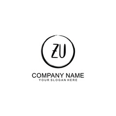 Initial ZU Handwriting, Wedding Monogram Logo Design, Modern Minimalistic and Floral templates for Invitation cards