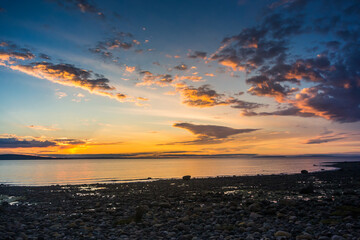 Sunset in the bay of Hualaihué, Los Lagos, Chile.