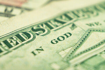 Imprint of the inscription GOD on the us dollar bill