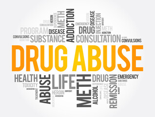 Drug Abuse word cloud collage, health concept