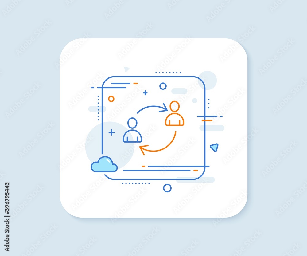 Poster teamwork line icon. abstract square vector button. user communication or human resources. profile av