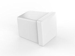 White ice cream tub mockup on isolated white background, realistic rendering of plastic box, 3d illustration
