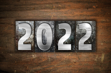 Year 2022 Written in Vintage Letterpress Block Type