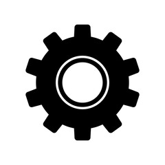Gear icon. Black silhouette. Vector flat graphic illustration. The isolated object on a white background. Isolate.