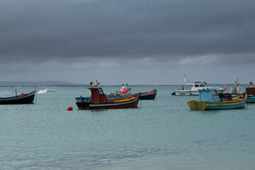 Boats in the harbour after a days work, Struisbaai harbour, South Africa