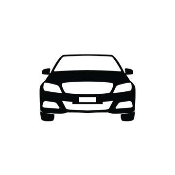 Illustration sport car silhouette from front logo design vector