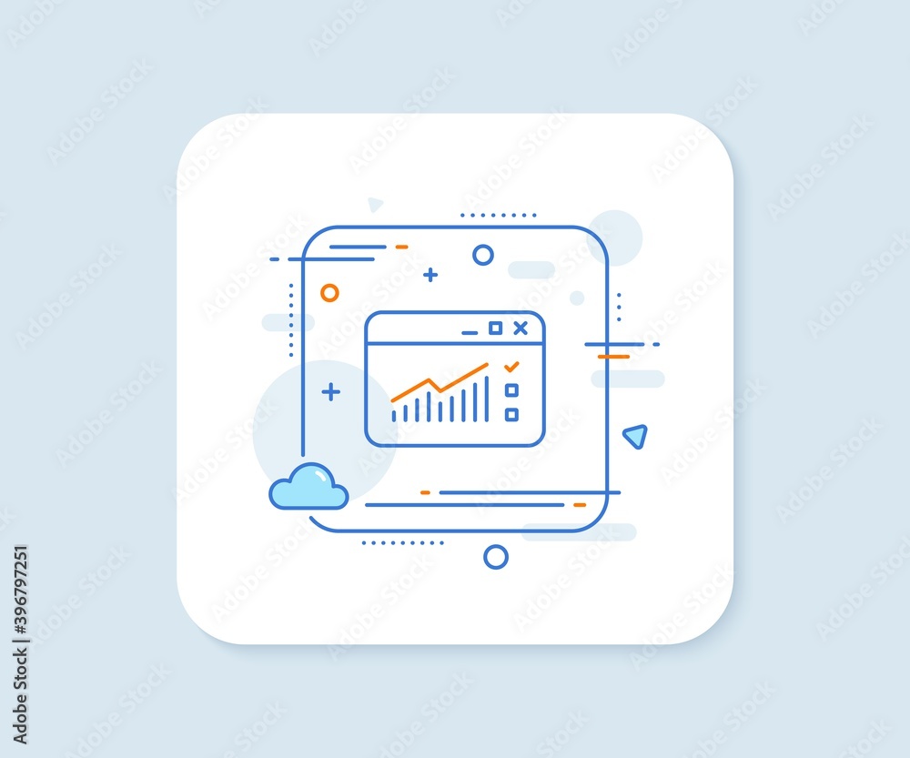 Poster website traffic line icon. abstract square vector button. report chart or sales growth sign. analysi