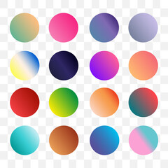 Set of round Vector Gradient. Multicolor Sphere. Modern abstract background texture. Template for design. Isolated objects