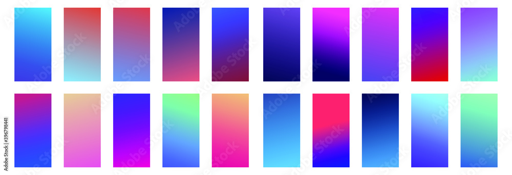Poster set of abstract vector gradient backgrounds. colorful texture for your design. mobile app template