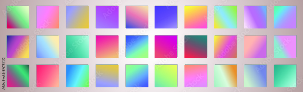 Poster set of abstract vector gradient backgrounds. colorful texture for your design. mobile app template