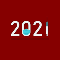 Illustration de la nouvelle année 2021, coronavirus