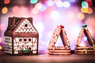Christmas gingerbread house. photo with space for text