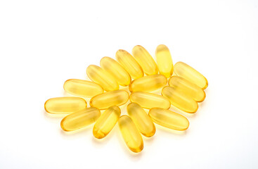 Omega 3 capsules from Fish Oil on white