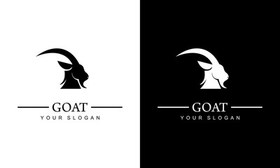 Ilustration vector graphic of Sheep head design vector on white and black background. Wild animal.