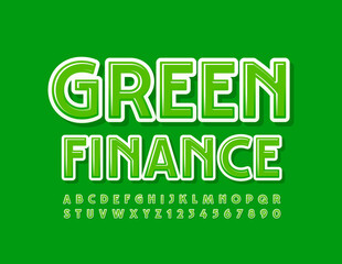 Vector business template Green Finance. Elegant modern Font. Stylish Alphabet Letters and Numbers set