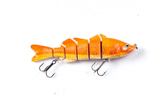 Close up product image of a fishing lure on white background