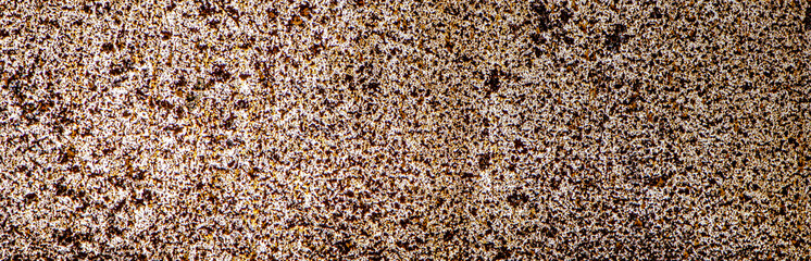 Panoramic grunge rusted metal texture panorama, rust and oxidized metal background. Old metal iron panel.