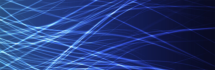 Abstract wave background. Blue futuristic backdrop. Thin wavy lines. Vector