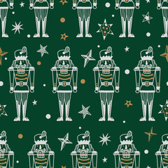 Christmas vector seamless Nutcracker pattern.  Seamless pattern can be used for wallpaper, pattern fills, web page background, surface textures.
