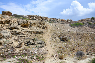 Desert landscape and trail in Cyprus, Tatlisu.