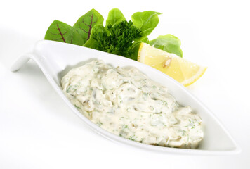 Remoulade Sauce Boat on white Background - Isolated