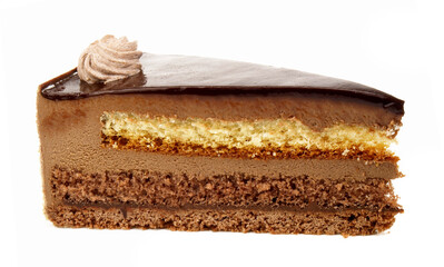 Chocolate Cake with Chocolate Jelly on white Background - Isolated