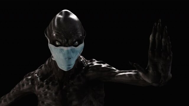 Artistic 3D animation of a beast face with mask