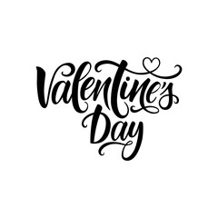 Happy Valentine's Day vector lettering. Hand written greeting card template for Valentine's day. Modern calligraphy, hand lettering inscription. Isolated typography print.