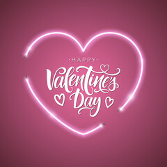 Happy Valentine's Day vector lettering. Hand written greeting card template for Valentine's day. Modern calligraphy, hand lettering inscription. Isolated typography print.