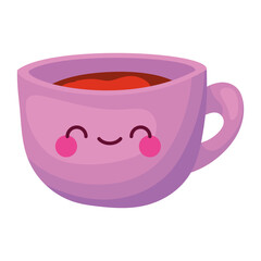 kawaii cup with coffee of a purple color