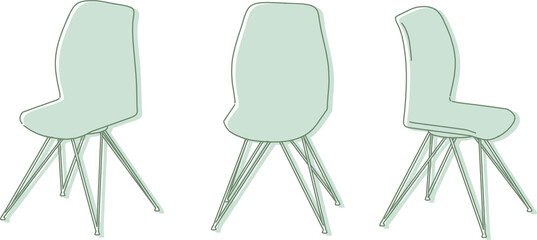 様々な角度のポップなデザインの椅子