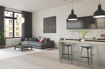 modern studio interior. 3d rendering