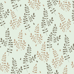 Botanical Seamless Pattern. Tree branch with leaves. The concept of ecology, environment, nature conservation. For paper, covers, fabrics