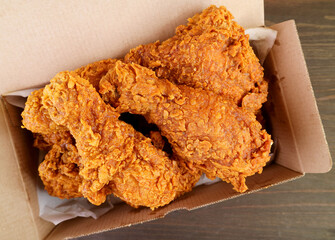 Box full of mouthwatering crispy fried chickens
